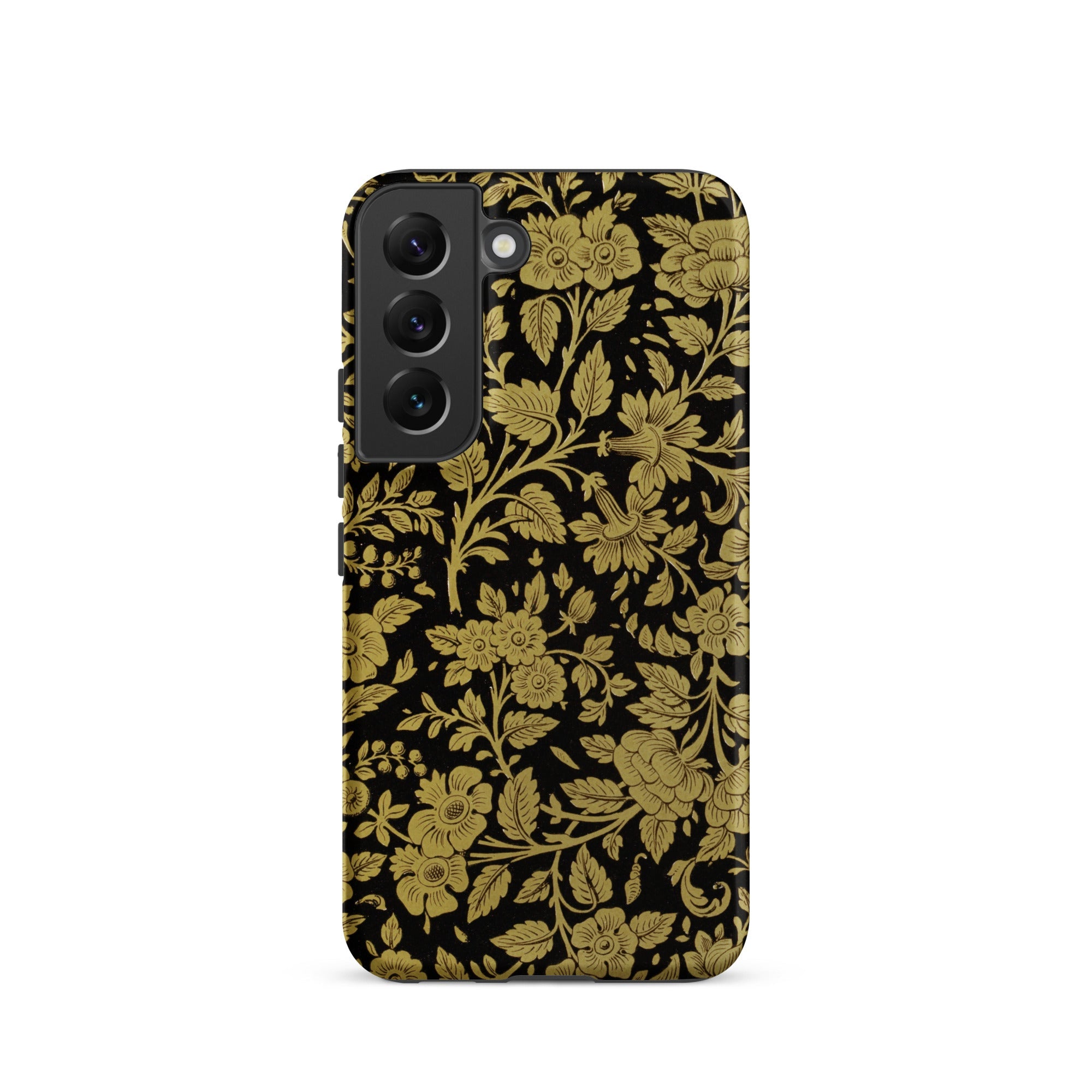 Indian Lacquerwork Matthew Digby Wyatt Samsung Case, Galaxy S22 / Matte, Black Phone Case Gold Floral Pattern