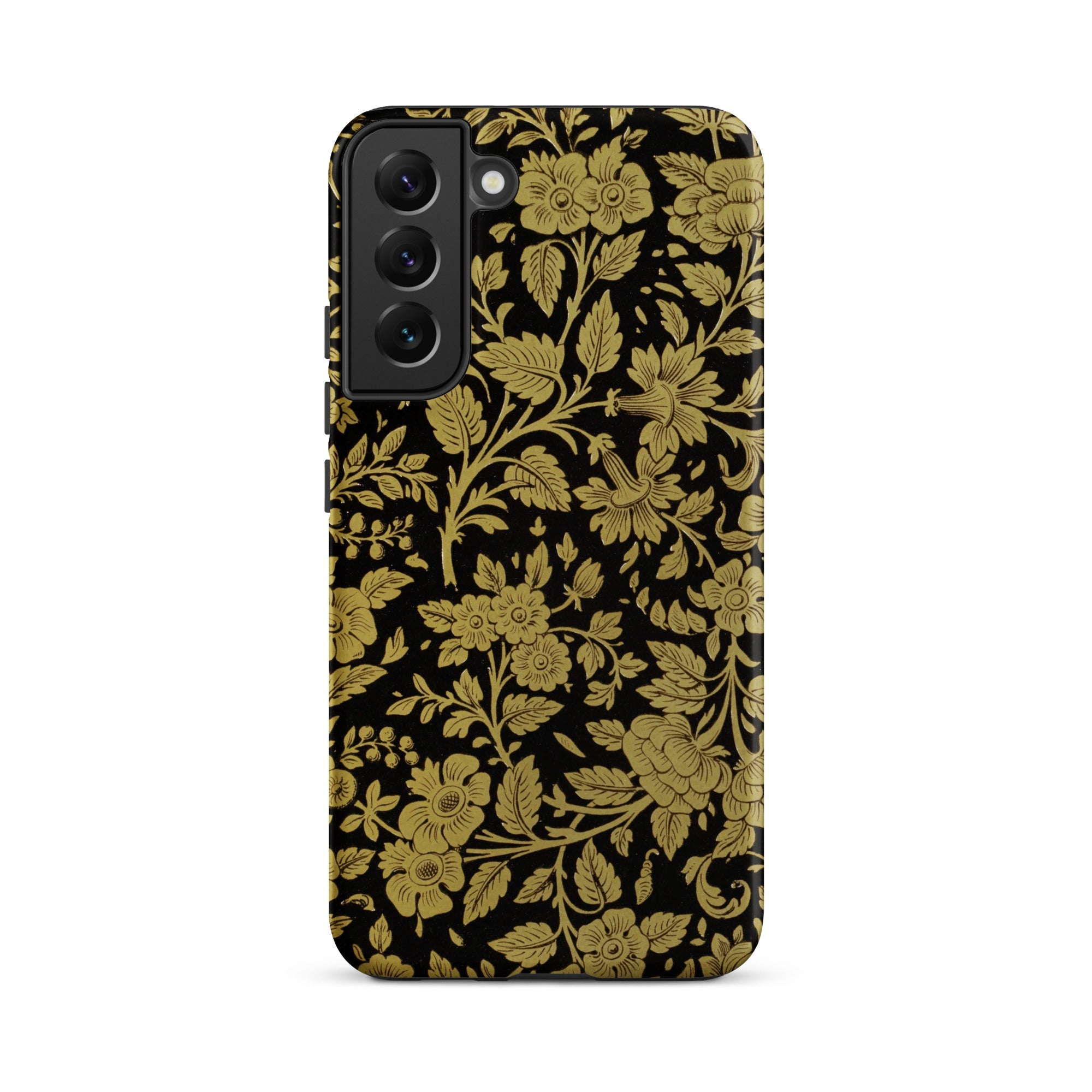 Indian Lacquerwork Matthew Digby Wyatt Samsung Case, Galaxy S22 Plus / Matte, Black Smartphone Case Gold Floral Pattern