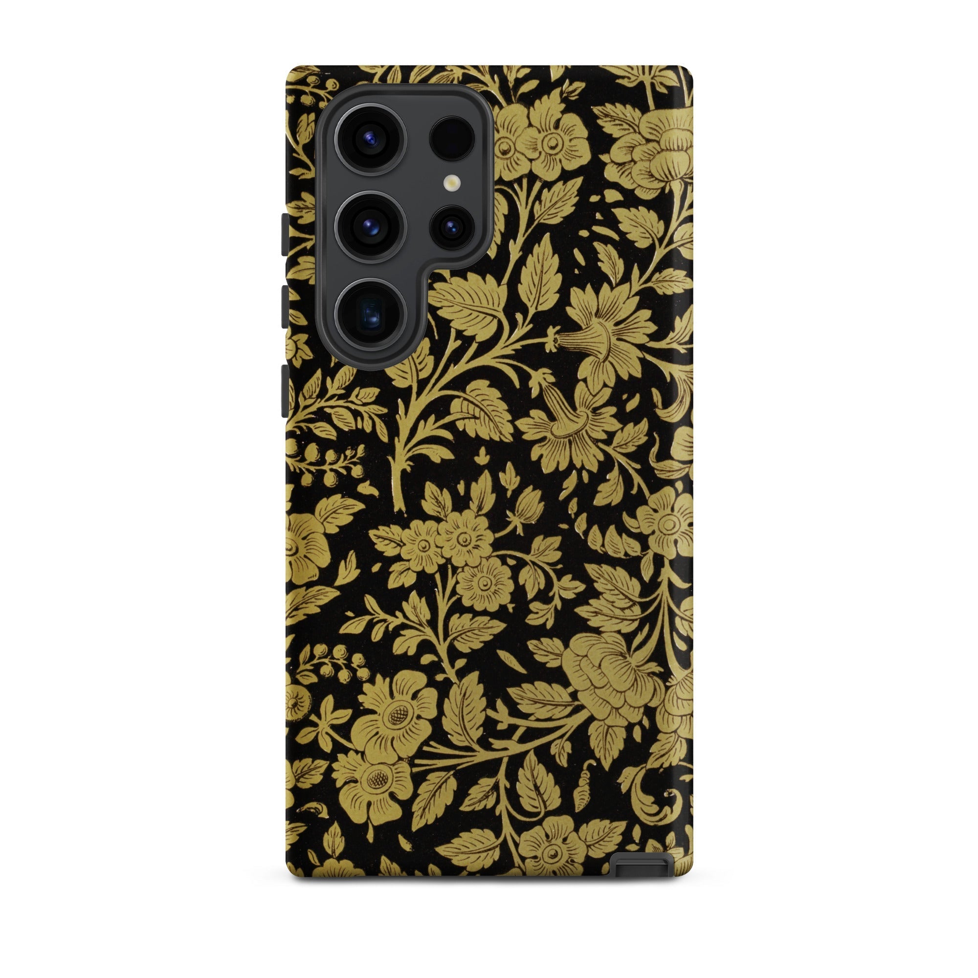 Indian Lacquerwork Matthew Digby Wyatt Samsung Case, Galaxy S23 Ultra / Matte, Black Smartphone Case Gold Floral Pattern