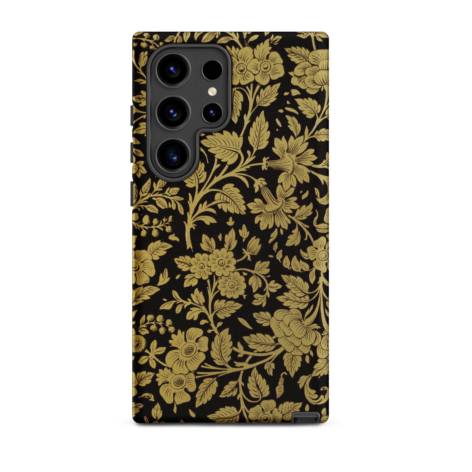 Indian Lacquerwork Matthew Digby Wyatt Samsung Case, Galaxy S24 Ultra / Matte, Black Phone Case Gold Floral Bird Pattern