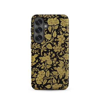 Indian Lacquerwork - Matthew Digby Wyatt Samsung Case, Galaxy S25 / Matte, Black Smartphone Case Gold Floral Bird Pattern