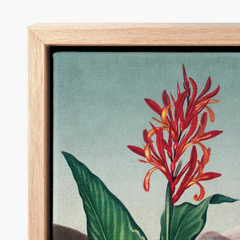 Indian Reed - Robert John Thornton Floral Art Print / Canvas Vibrant Red Orange Flower Green Leaves Painted Textured, Chlorophyll-fueled