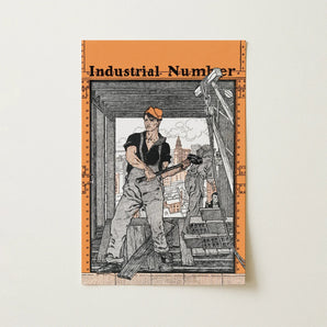 Industrial Number - Edward Penfield Art Print / Canvas, Second Worker Bends, Edward Penfield Art, Penfield Art Print, Steel-rivet Border,