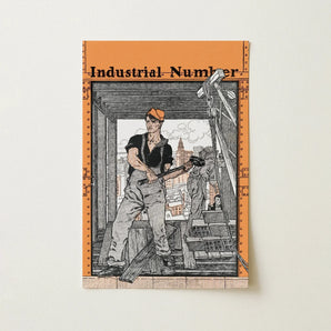 Industrial Number - Edward Penfield Art Print / Canvas Orange-covered Notebook Black-and-white Illustration Industrial Worker Cover Number,