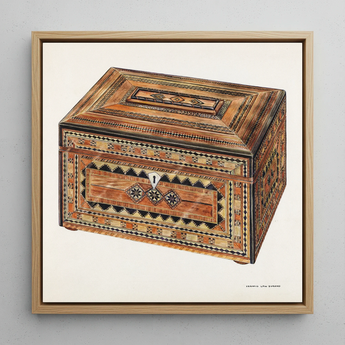 Inlaid Sewing Box - Francis Law Durand Folk Art Print / Canvas, 12x12’’ / 31x31cm / Natural Frame, Posters Prints & Visual Artwork, Toby