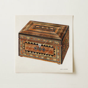 Inlaid Sewing Box - Francis Law Durand Folk Art Print / Canvas, 12x12’’ / 31x31cm / Unframed / no Border, Posters Prints & Visual Artwork,