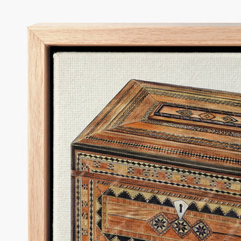 Detailed Watercolor Painting Intricately Designed Wooden Chest Geometric Francis Law Durand, Exquisite, Masterpiece