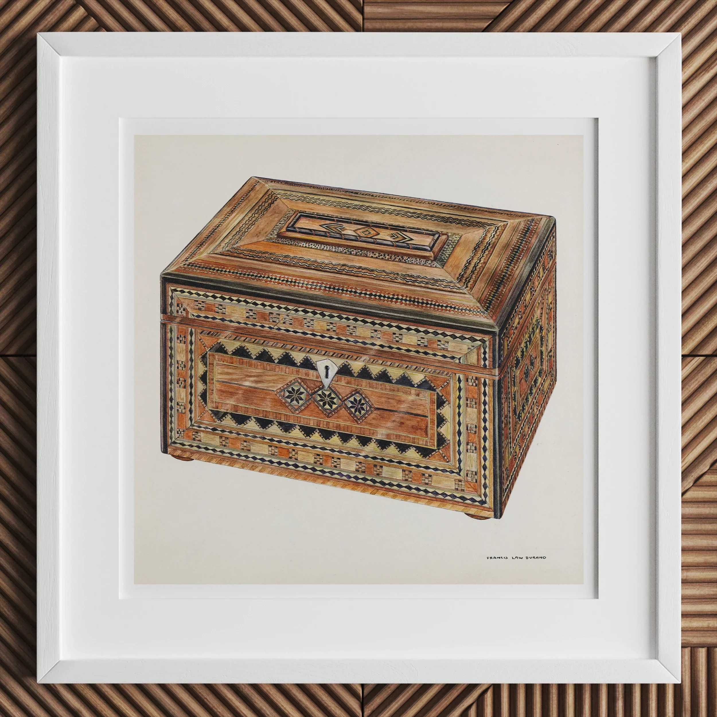 Inlaid Sewing Box - Francis Law Durand Folk Art Print