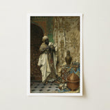 Inspection - Ludwig Deutsch Orientalism Art Print / Canvas Framed Woman Traditional Attire Ornate Copper, Lavish 19th-century Cairo,