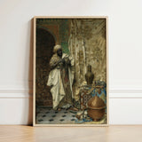 Inspection - Ludwig Deutsch Orientalism Art Print / Canvas Framed Woman Traditional Attire Ornate Object, Lavish 19th-century Cairo,