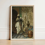 Inspection - Ludwig Deutsch Orientalism Art Print / Canvas Framed Man Traditional Attire Ornate Vessel, Lavish 19th-century Cairo, Opulent