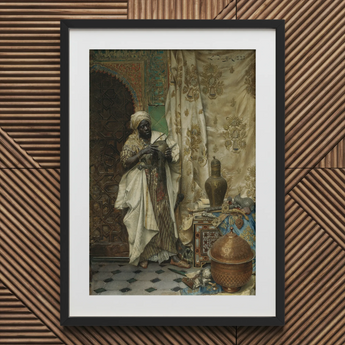 Inspection - Ludwig Deutsch Orientalism Art Print / Canvas Black-framed Art Print Detailed Historical Painting Elegantly Dressed Ludwig