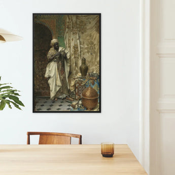 Inspection - Ludwig Deutsch Orientalism Art Print / Canvas Framed Artwork Figure Ornate Light-colored Robes Patterned Drapery Ludwig