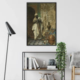 Inspection - Ludwig Deutsch Orientalism Art Print / Canvas Framed Vintage-style Painting Figure Ornate Light-colored Robes Patterned Ludwig