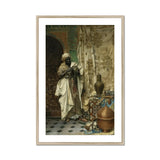 Inspection - Ludwig Deutsch Orientalism Art Print, Figure White Robes Turban Examines Decorative Vessel