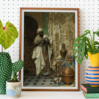 Inspection - Ludwig Deutsch Orientalism Art Print, Framed Vintage Photograph Person Traditional Middle Eastern Dress