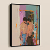 Interlude - Hungover Gay Hookup Framed Canvas, Framed Oil Painting Two Shirtless Men