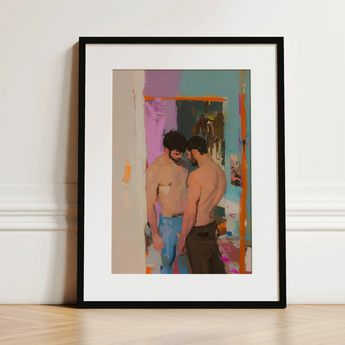 Interlude - Sleazy Gay Motel Hookup Art Print / Canvas, 12x16’’ / 31x41cm / Black Frame / Matboard, Posters Prints & Visual Artwork, Toby