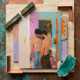 Interlude - Sleazy Gay Motel Hookup Art Print / Canvas Vibrant Abstractly Painted Portrait Two Shirtless Men Close, Press Prints
