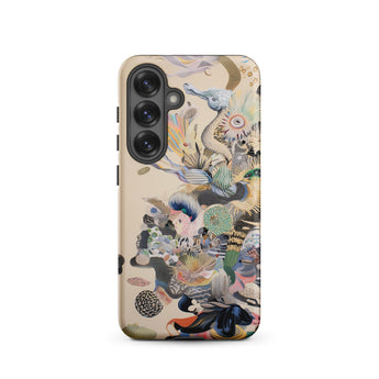 Into the Wild - Dreamy Botanical Art Phone Case Samsung Galaxy S25 / Matte Beige Phone Case Adorned Vibrant Detailed Illustration Marine