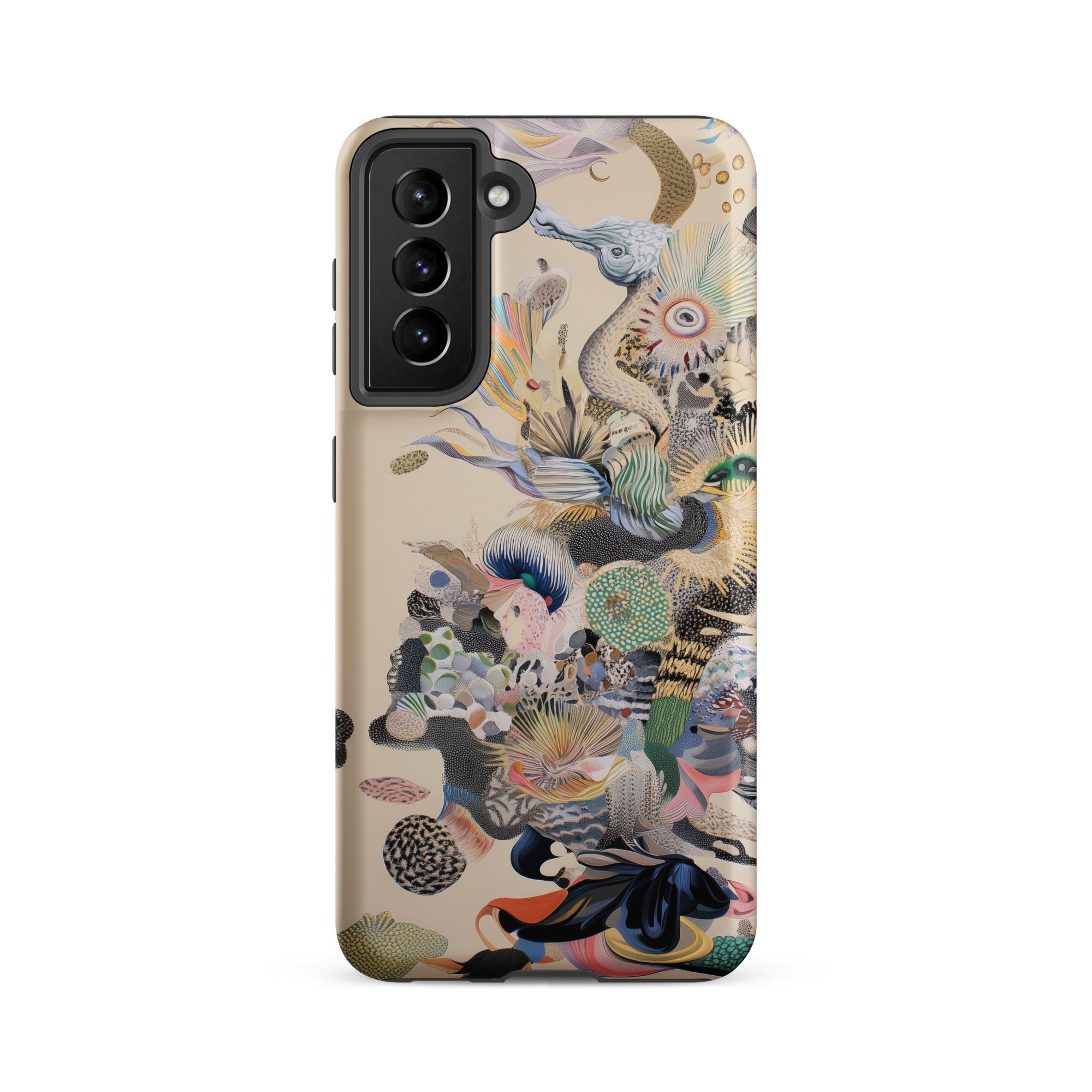 Into the Wild Dreamy Botanical Art Samsung Case, Galaxy S21 Fe / Matte, Beige Smartphone Case Vibrant Abstract Art Design