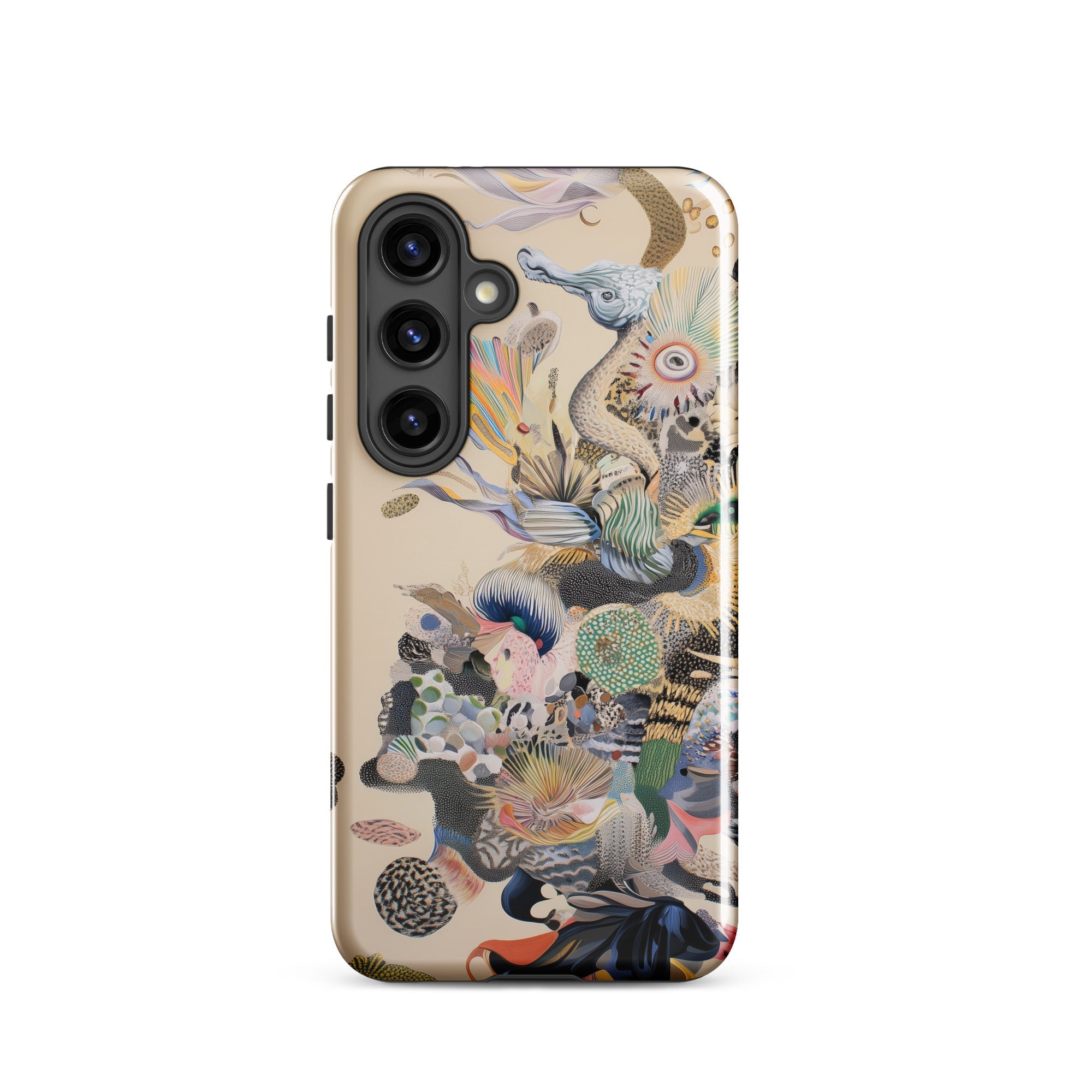 Into the Wild Dreamy Botanical Art Samsung Case, Galaxy S24 / Gloss, Smartphone Cream Colored Case Abstract Colorful Pattern