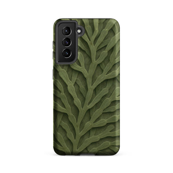 Intricate Green Leaf Pattern Phone Case, Samsung Galaxy S21 Fe / Matte, Mobile Cases, Toby Leon