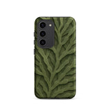 Intricate Green Leaf Pattern Phone Case Samsung Galaxy S23 / Matte Olive Textured Detailed Vein Deep Forest Shadows, Bright Chartreuse