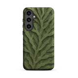 Intricate Green Leaf Pattern Phone Case Mobile Cases Olive Green Textured Phone Case Detailed Raised Leaf Deep Forest Shadows, Bright