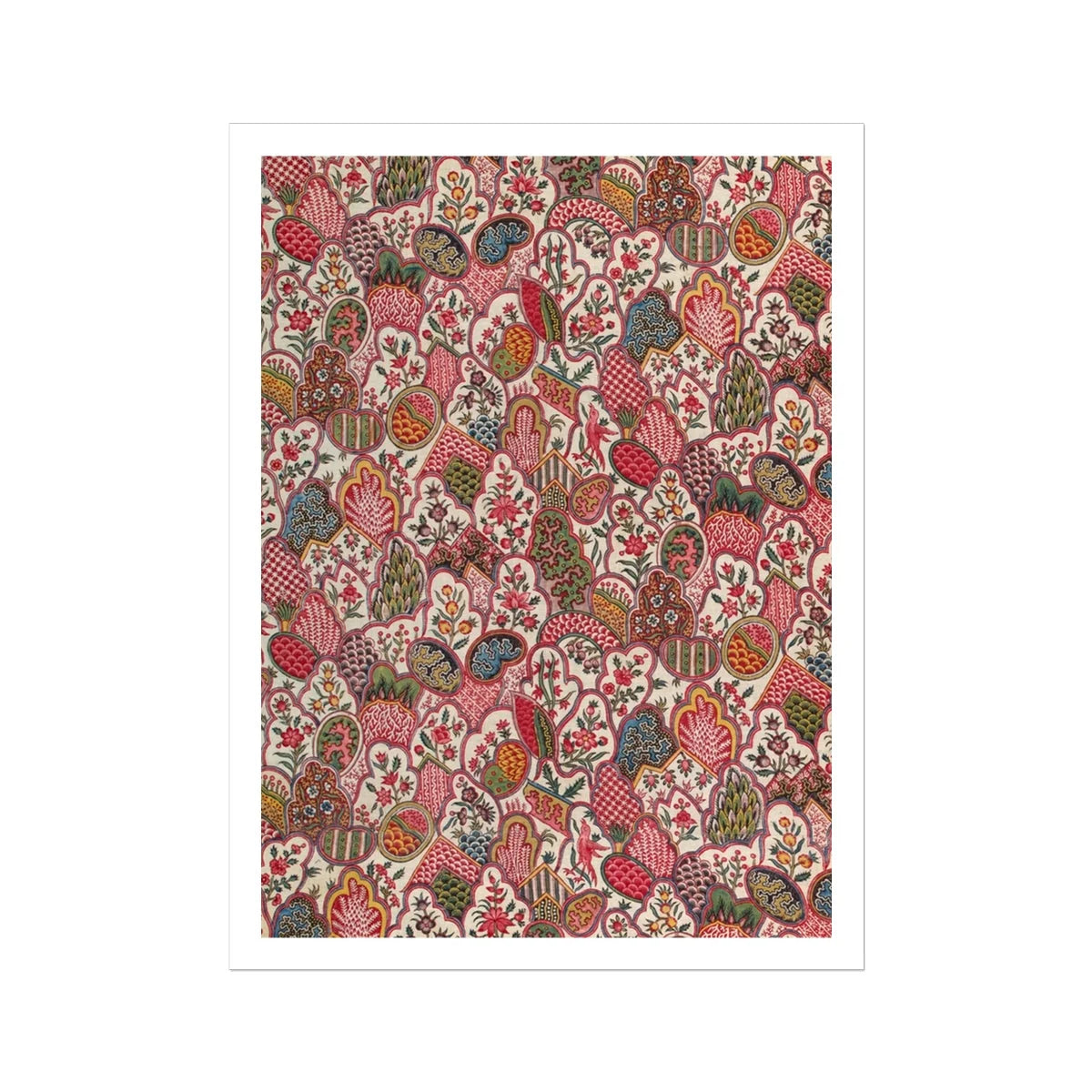 Oberkampf & Cie Floral Pattern Fabric Art Print 30’’x40’’ Posters Prints Visual Artwork