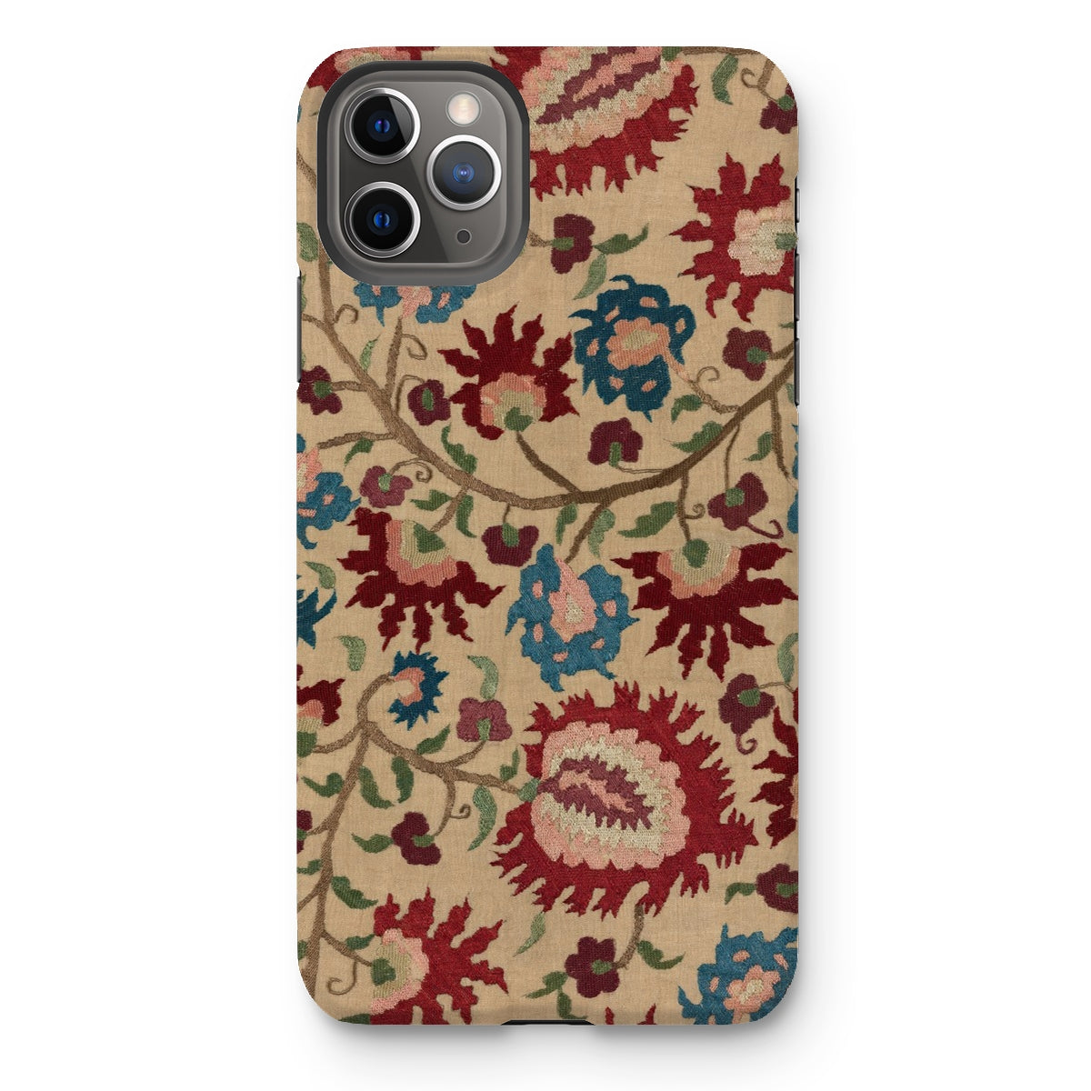 Ionian Islands Embroidery - Textile Folk Art Iphone Case, 11 Pro Max / Matte, Floral Patterned Phone Case
