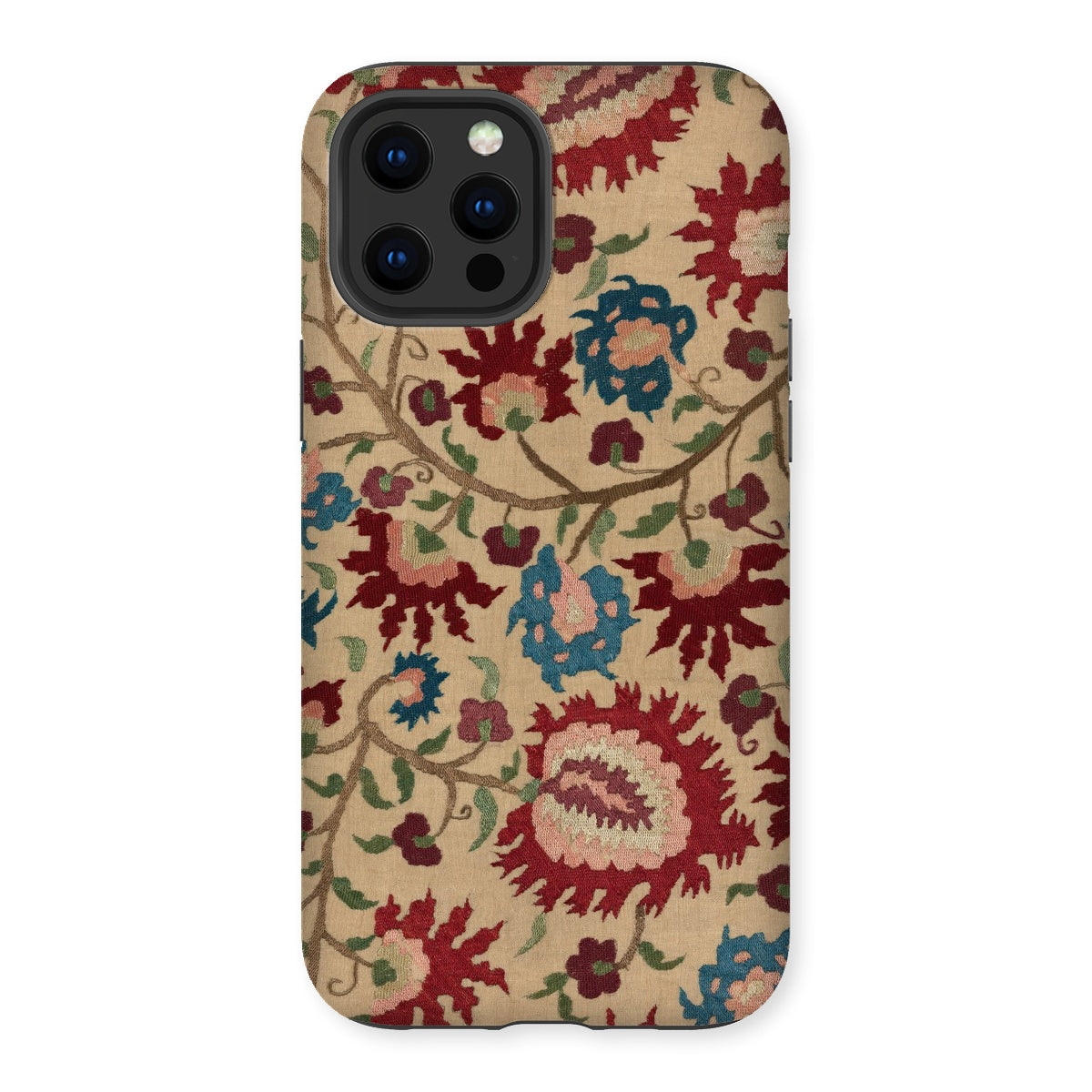 Ionian Islands Embroidery - Textile Folk Art Iphone Case, 13 Pro Max / Matte, Floral Patterned Phone Case