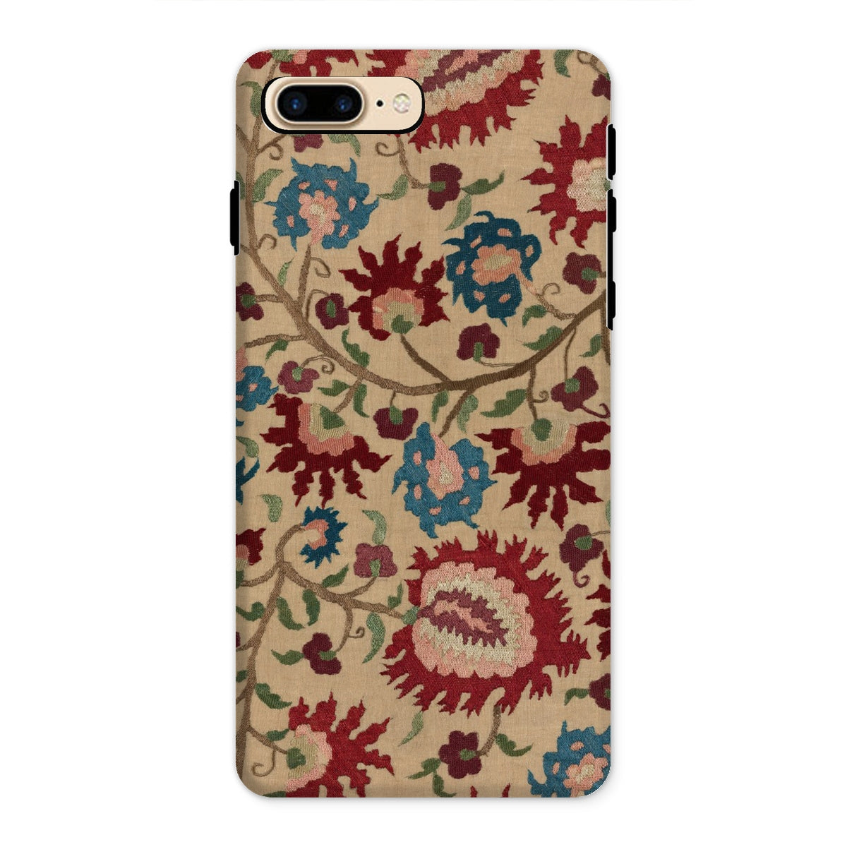 Ionian Islands Embroidery - Textile Folk Art Iphone Case, 8 Plus / Matte, Floral Patterned Phone Case