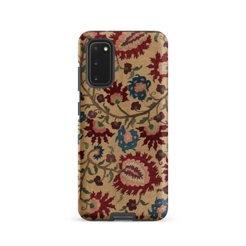 Ionian Islands Embroidery - Textile Folk Art Phone Case Samsung Galaxy S20 / Matte Beige Phone Case Adorned Intricate Embroidered Floral