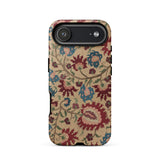 Ionian Islands Embroidery - Textile Folk Art Phone Case Iphone 17 Air / Matte Floral-patterned Phone Case Beige Background Vibrant Red Blue