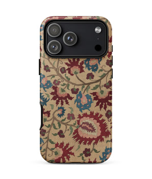 Iphone 17 Pro Max / Matte Ionian Islands Embroidery - Textile Folk Art Phone Case, Venetian-blooded Carnations Coils, Blossoming Ghosts