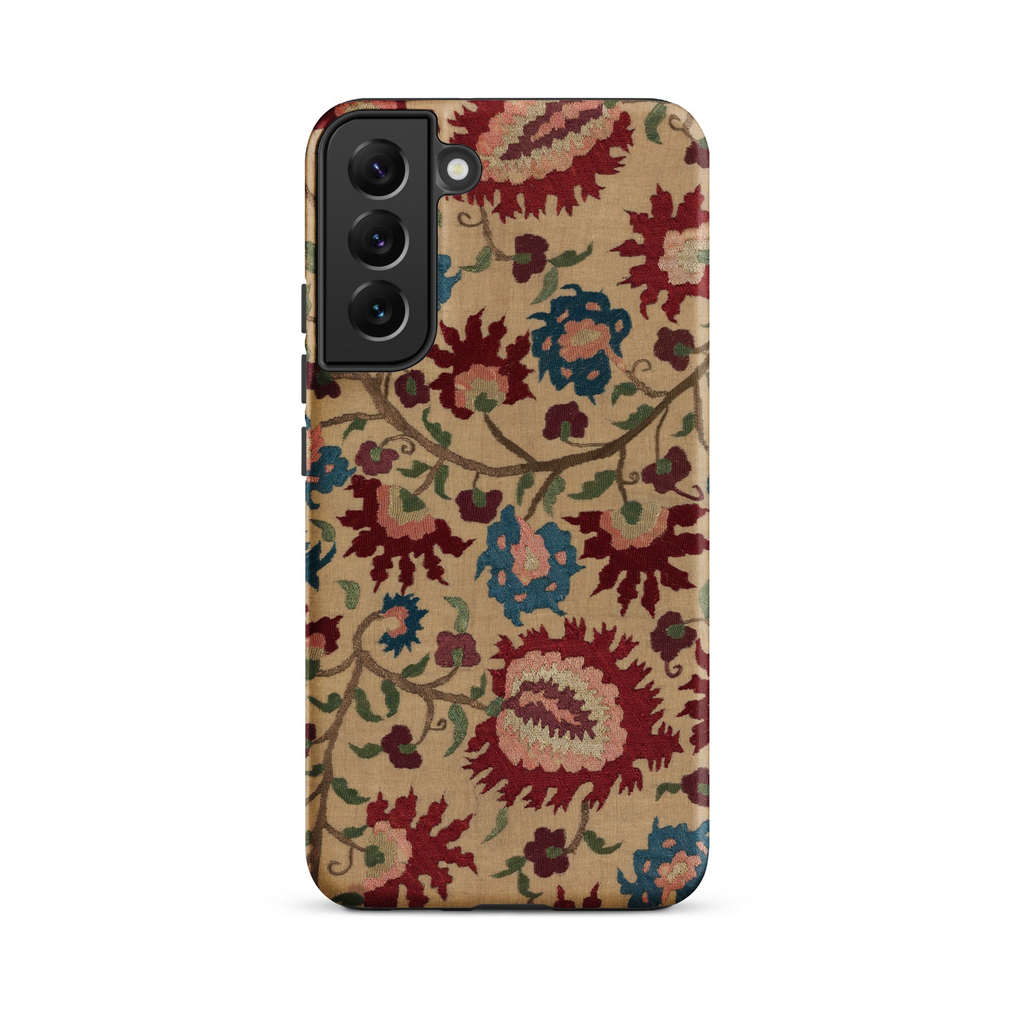 Ionian Islands Embroidery Textile Folk Art Samsung Case, Galaxy S22 Plus / Matte, Smartphone Case Beige Background Intricate Floral Pattern