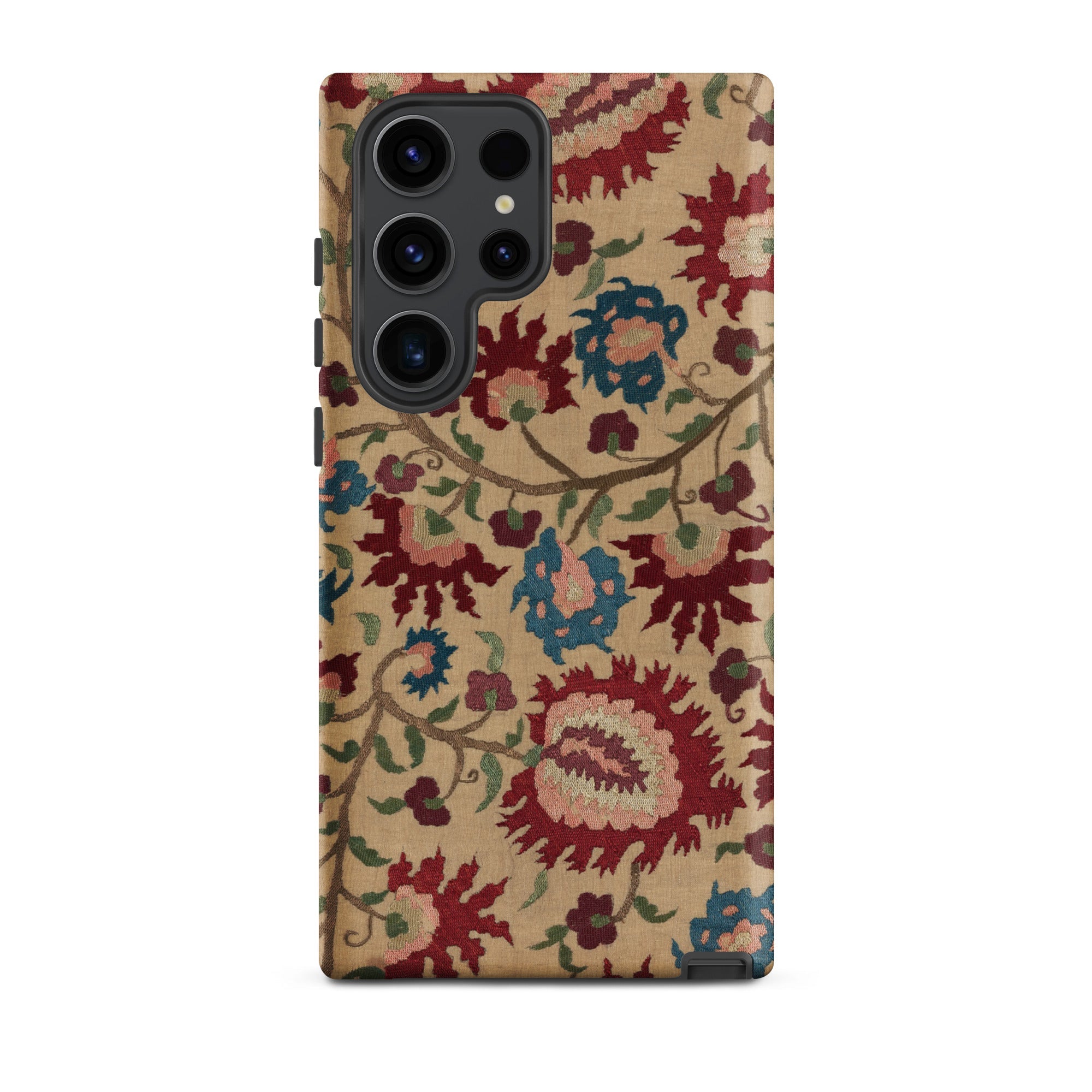 Ionian Islands Embroidery Textile Folk Art Samsung Case, Galaxy S23 Ultra / Matte, Smartphone Case Beige Background Colorful Floral