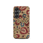 Ionian Islands Embroidery Textile Folk Art Samsung Case, Galaxy S25 / Matte, Smartphone Case Beige Background Vibrant Floral Pattern Red