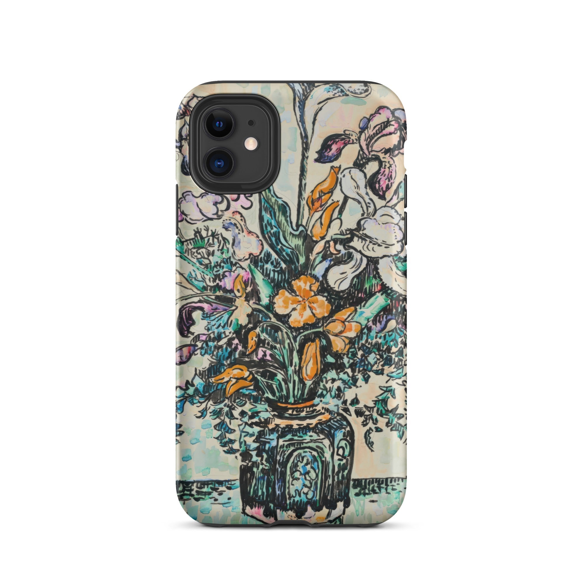 Iris Arum Tulips Paul Signac Iphone Case, 11 / Matte, Iphone 12/12 Pro Case Floral Vase Illustration