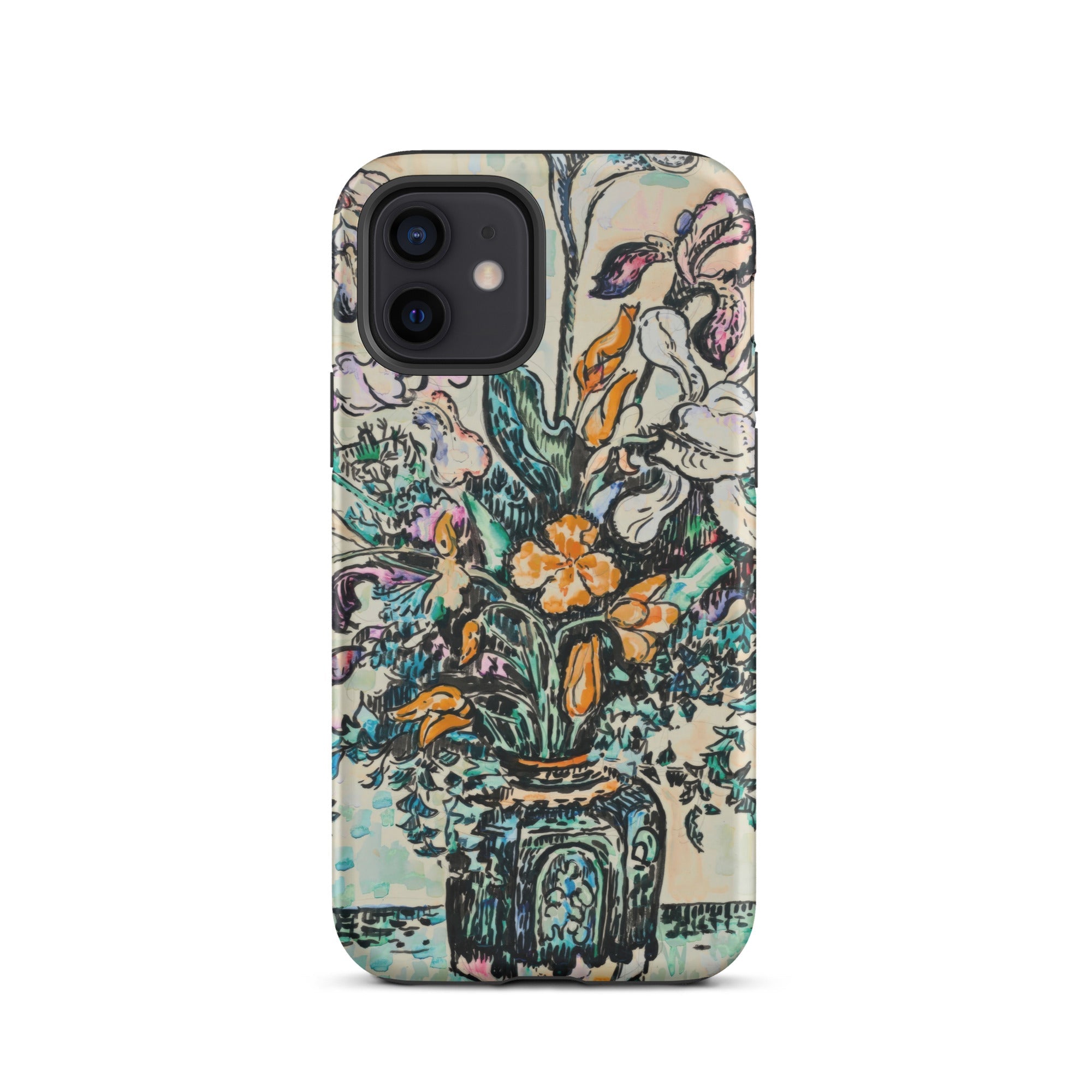 Iris Arum Tulips Paul Signac Iphone Case, 12 / Matte, Iphone 12/12 Pro Case Colorful Floral Vase Design
