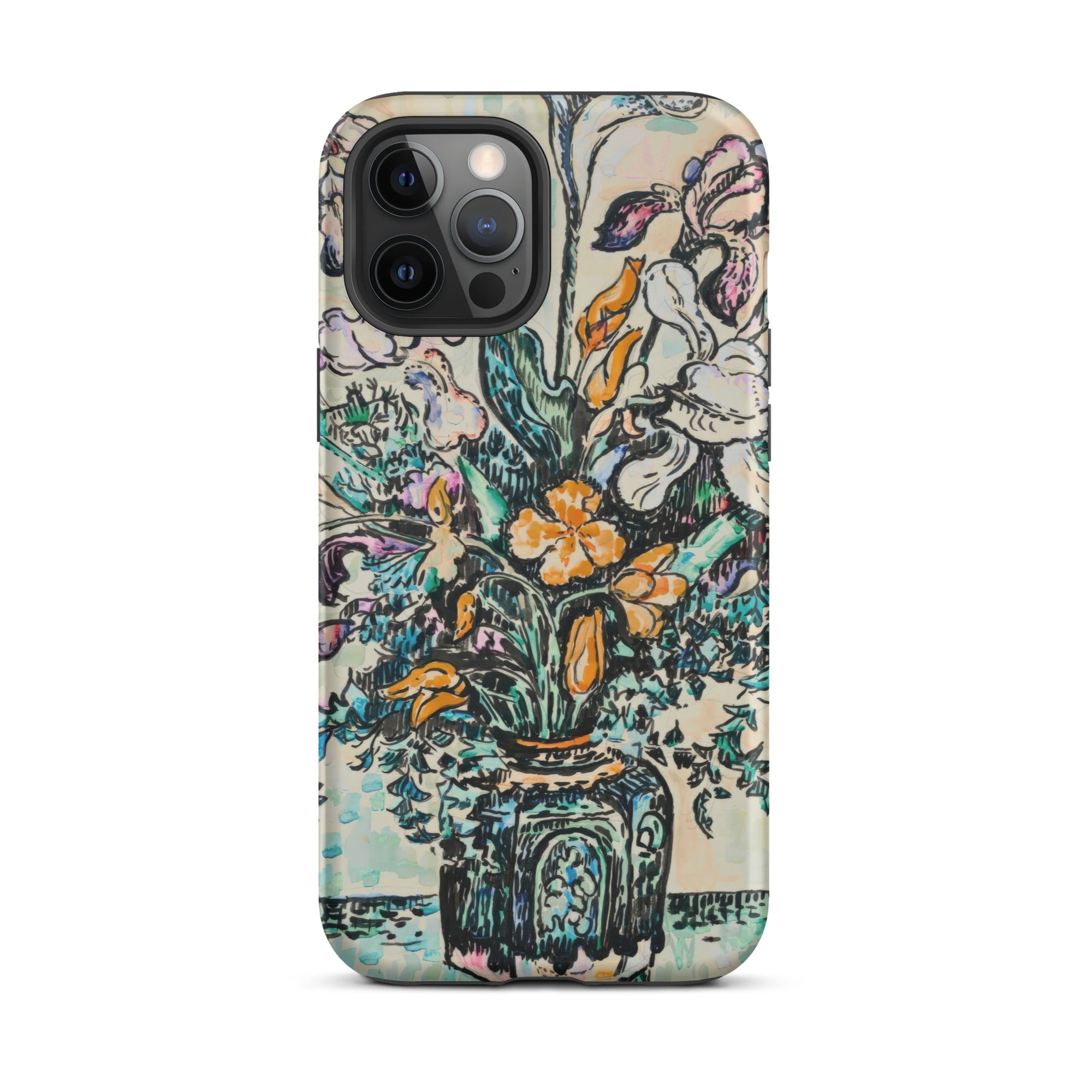 Iris Arum Tulips Paul Signac Iphone Case, 12 Pro Max / Matte, Iphone Case Vibrant Floral Vase Design
