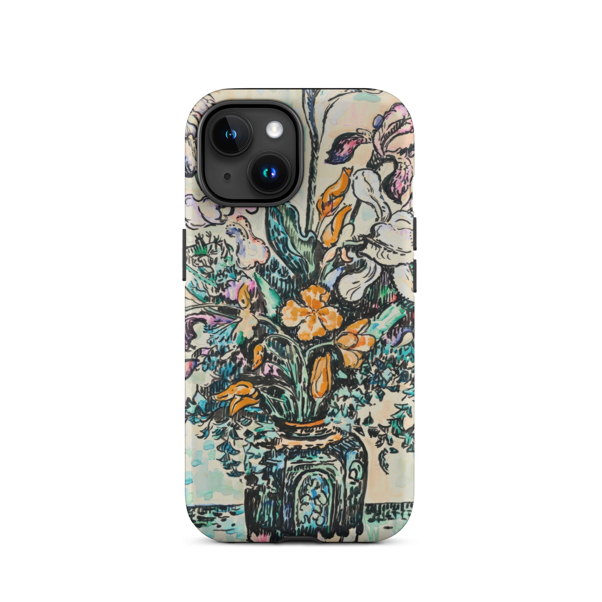 Iris Arum Tulips Paul Signac Iphone Case, 15 / Matte, Smartphone Case Colorful Floral Vase Illustration