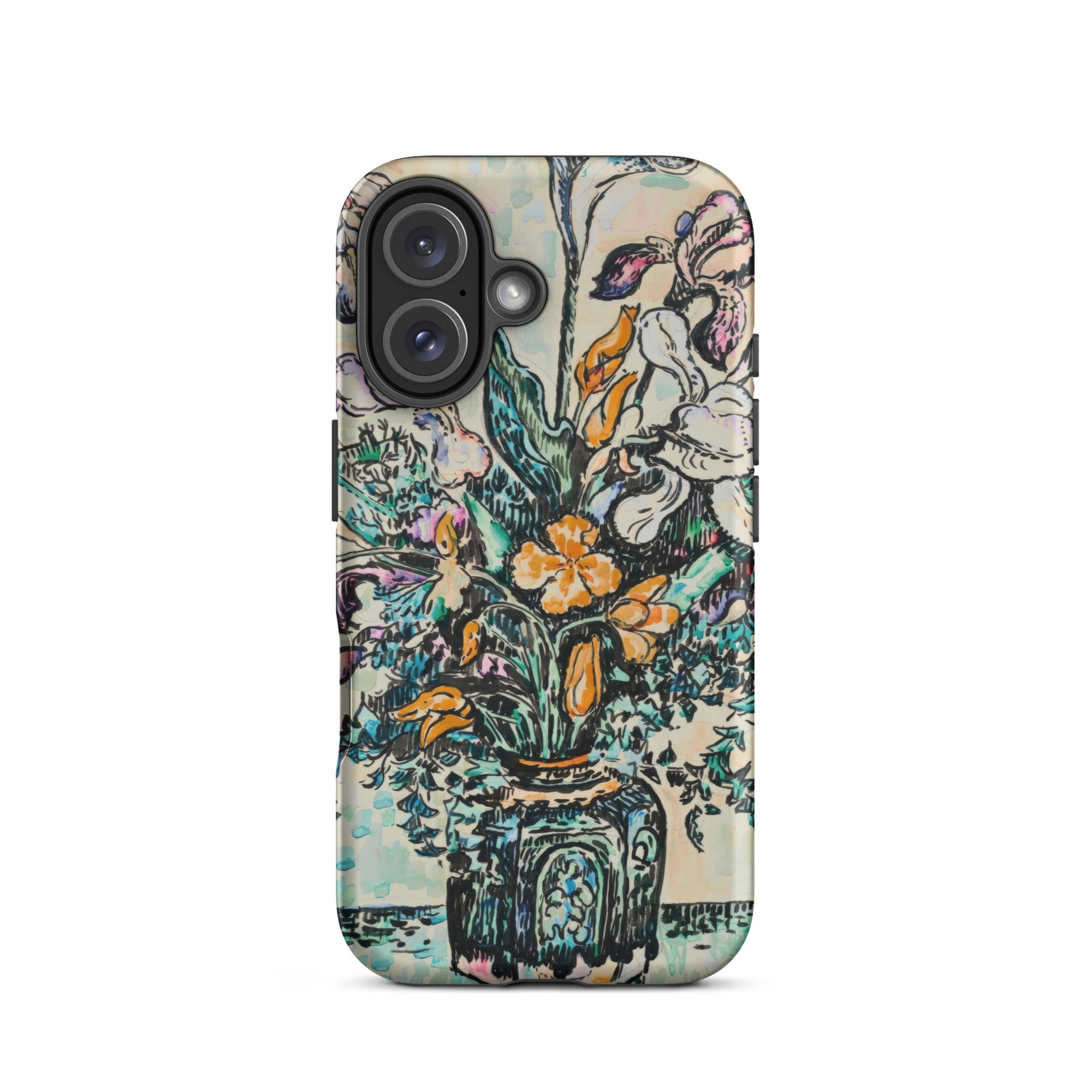 Iris Arum Tulips Paul Signac Iphone Case, 16 / Matte, Phone Case Colorful Floral Vase Design