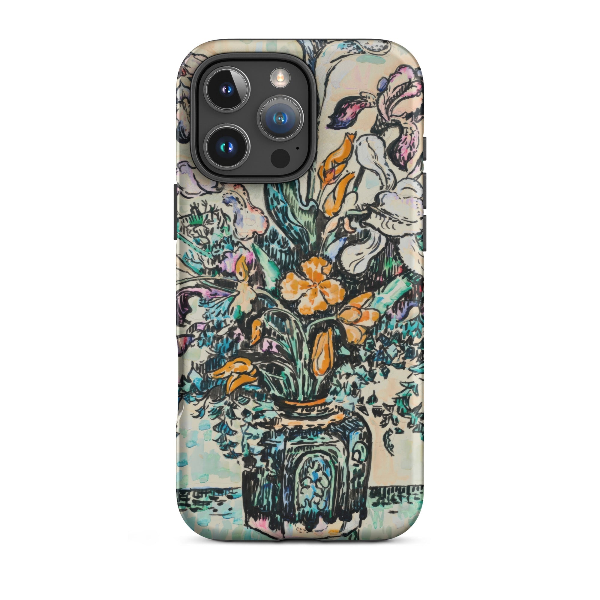 Iris Arum Tulips Paul Signac Iphone Case, 16 Pro Max / Matte, Smartphone Case Colorful Floral Vase Design
