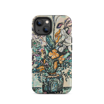 Iris Arum Tulips - Paul Signac Phone Case Iphone 14 / Matte Vibrant Floral Vase Painting Signac’s, Mosaic Mobile Cases