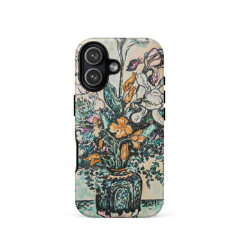 Iris Arum Tulips - Paul Signac Phone Case Iphone 17 / Matte Green Floral Intricate Design Durable Material Signac’s, Mosaic Mobile Cases