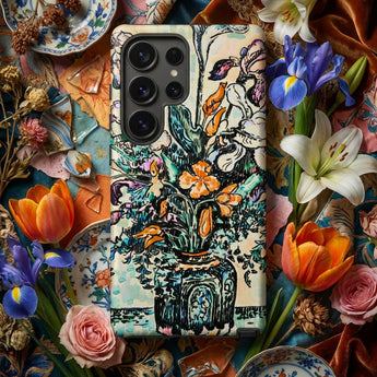 Iris Arum Tulips - Paul Signac Phone Case Vibrant Illustrated Detailed Floral Arrangement Ornate Signac’s, Mosaic Mobile Cases