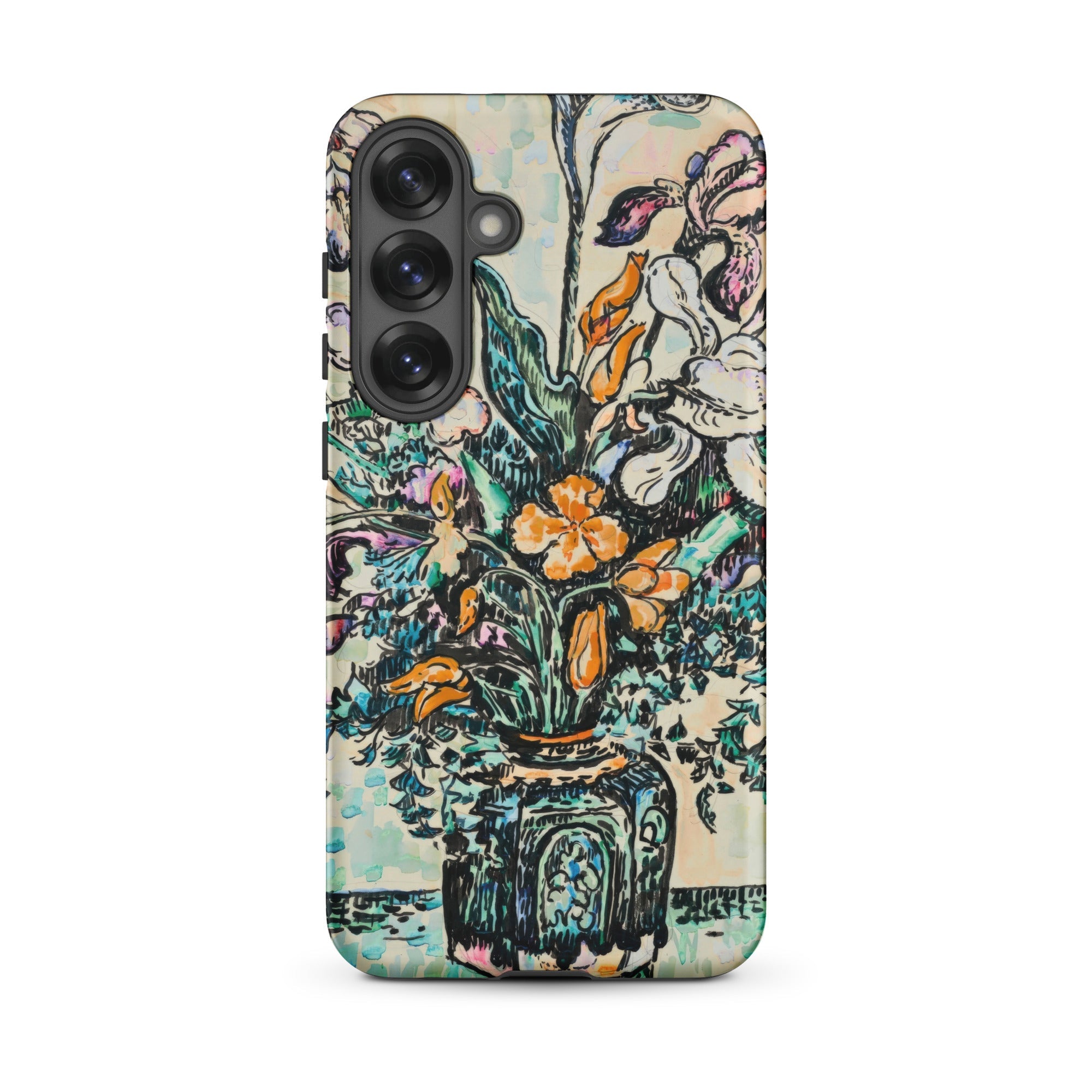 Iris Arum Tulips Paul Signac Samsung Case, Galaxy S25 Plus / Matte, Phone Case Colorful Floral Vase Painting