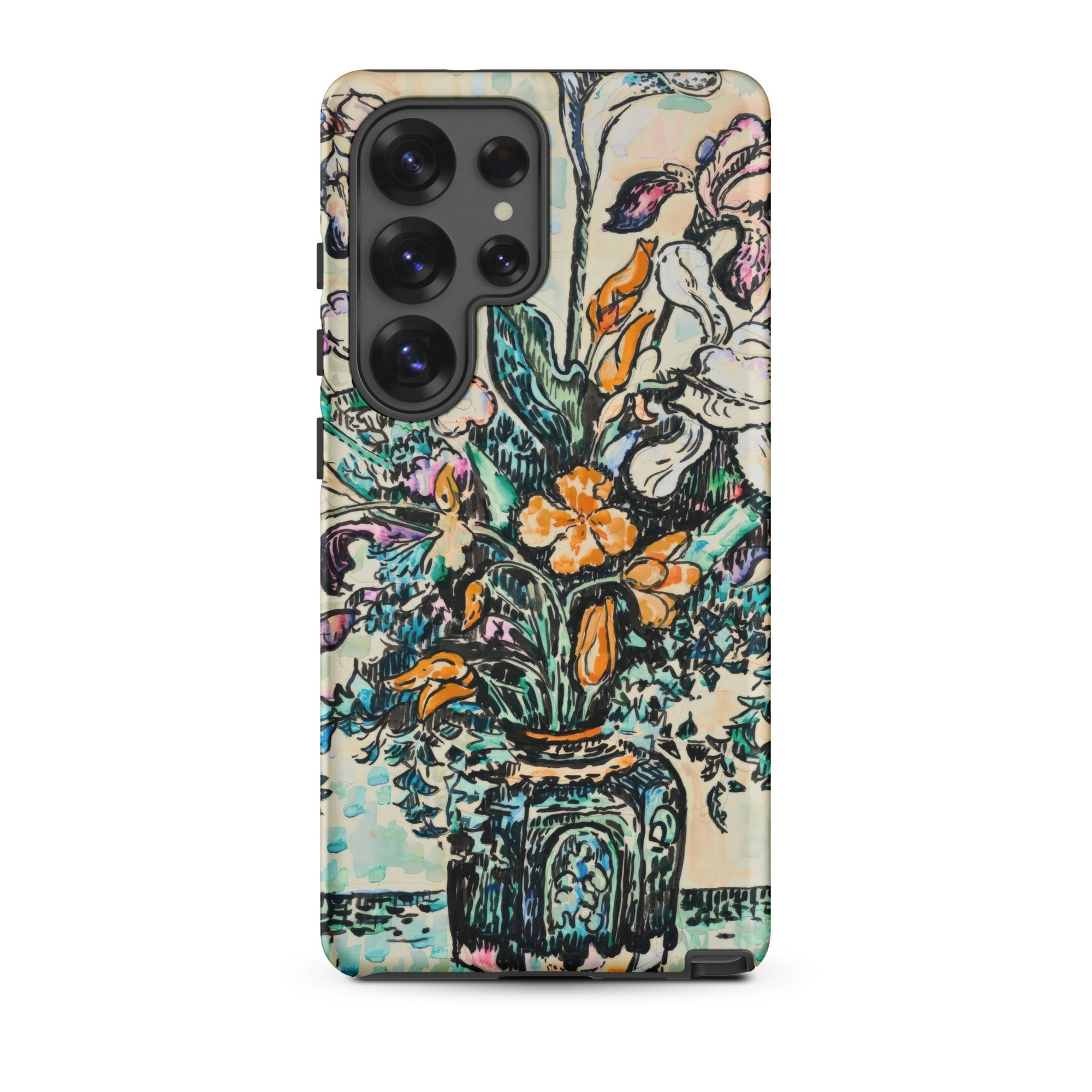 Iris Arum Tulips Paul Signac Samsung Case, Galaxy S25 Ultra / Matte, Smartphone Case Floral Vase Painting
